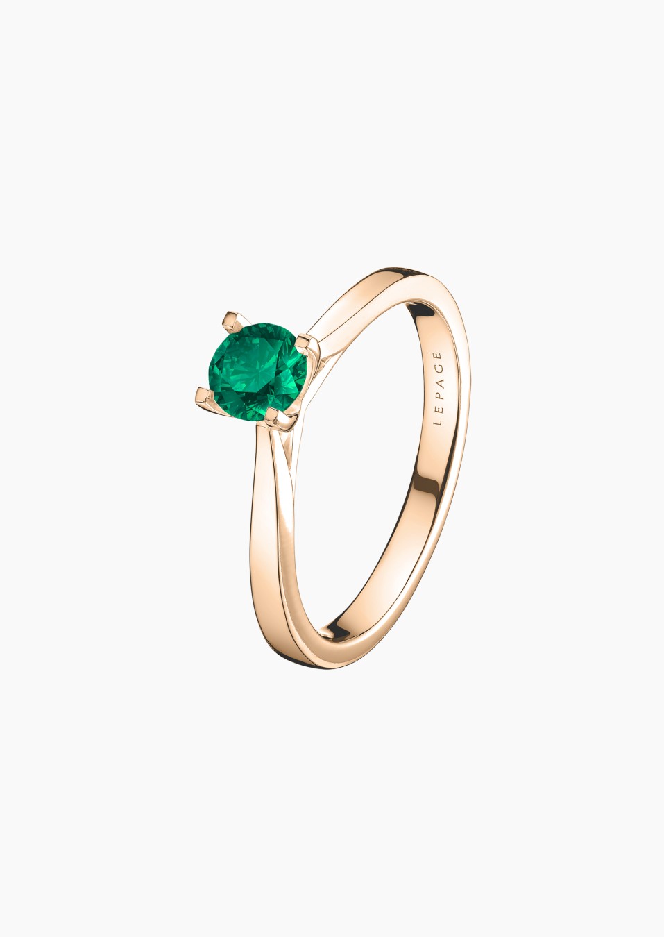 Cupidon solitaire in gold and emerald / Lepage