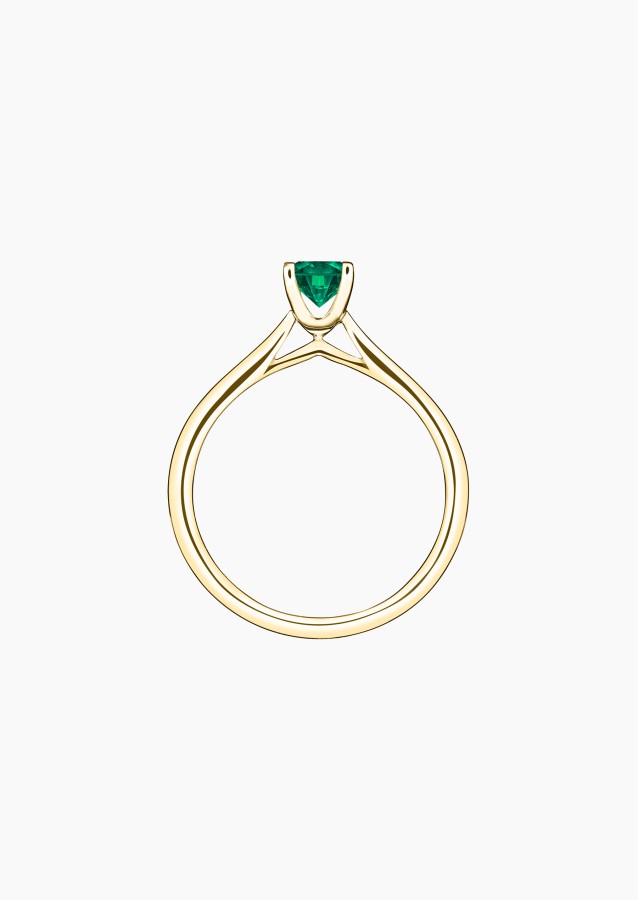 Cupidon solitaire in gold and emerald / Lepage