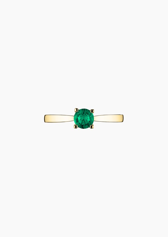 Cupidon solitaire in gold and emerald / Lepage