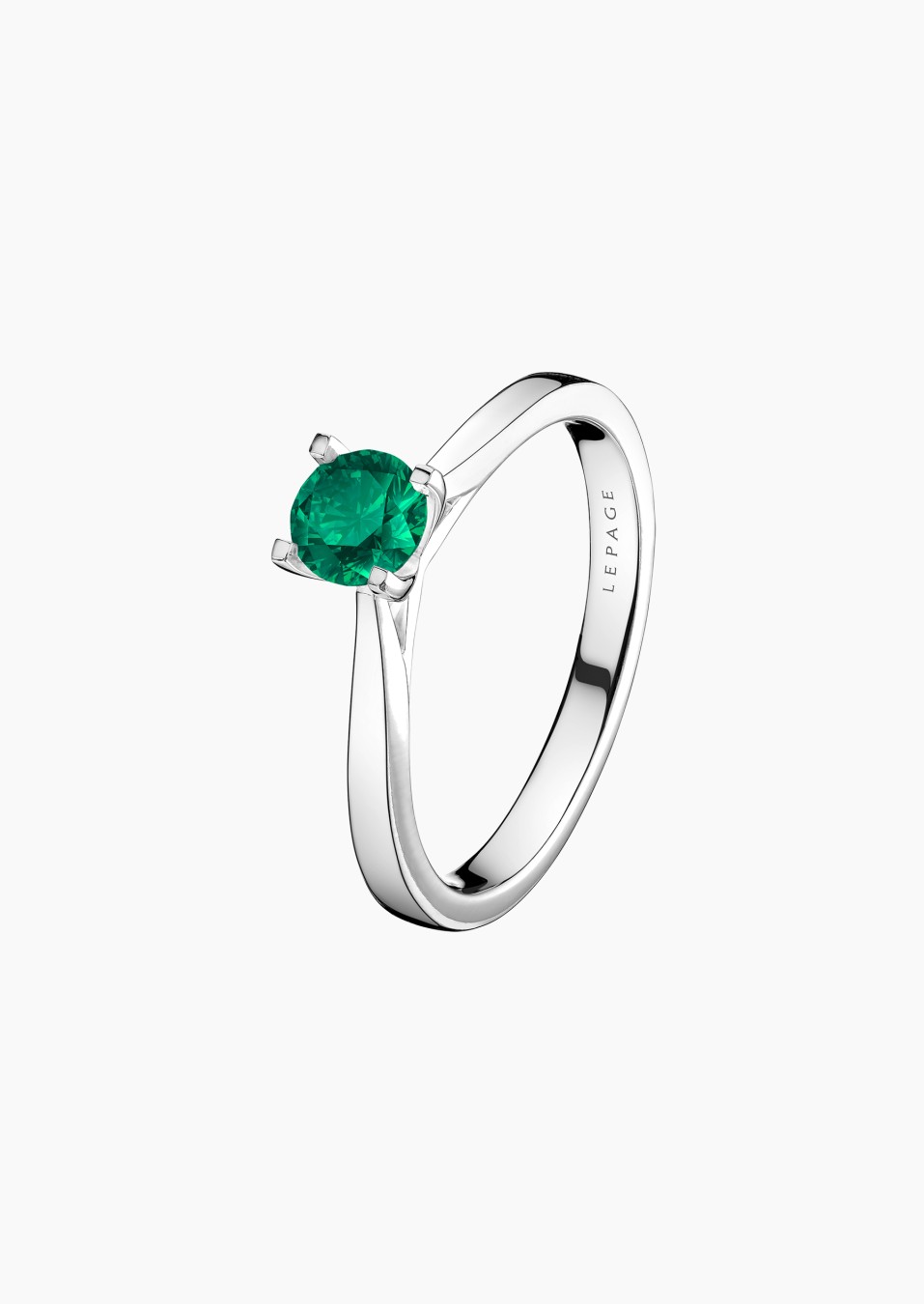 Cupidon solitaire in gold and emerald / Lepage