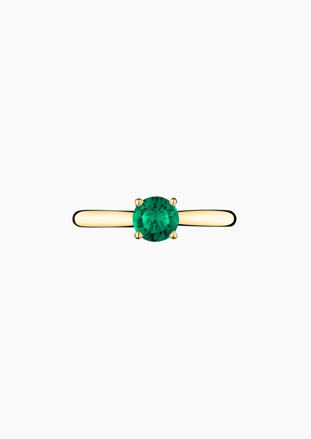 Foudre solitaire in gold and emerald / Lepage