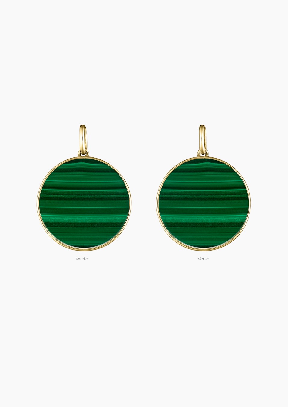 Médaille Colette Lune en or et malachite / Lepage Médaille Colette Lune en or et malachite / Lepage