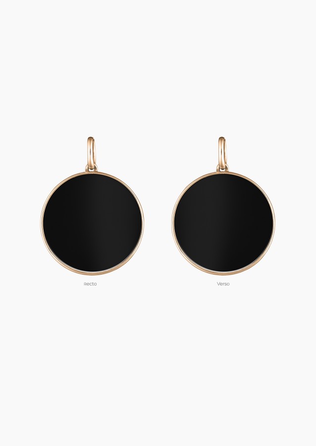 Médaille Colette Lune en or rose et onyx / Lepage