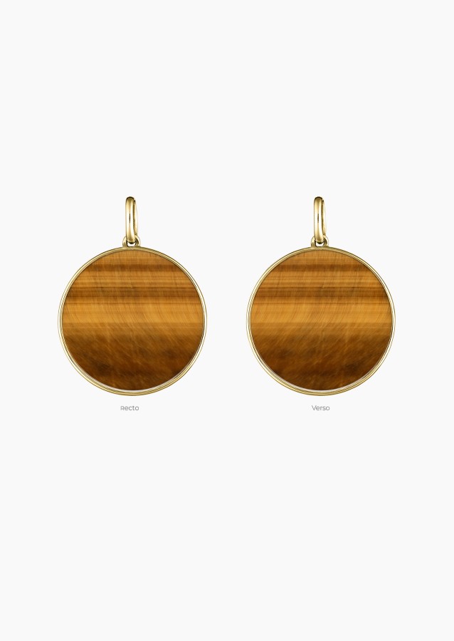 Colette Lune medal in gold and tiger's eye / Lepage