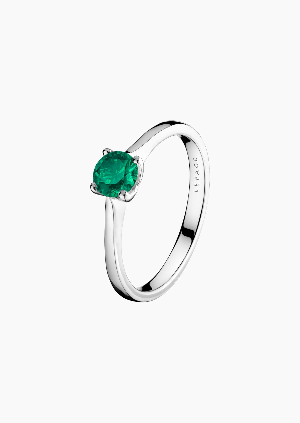 Desir solitaire in gold and emerald / Lepage