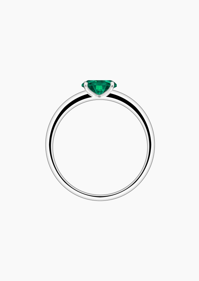 Emotion solitaire in gold and oval-cut emerald / Lepage