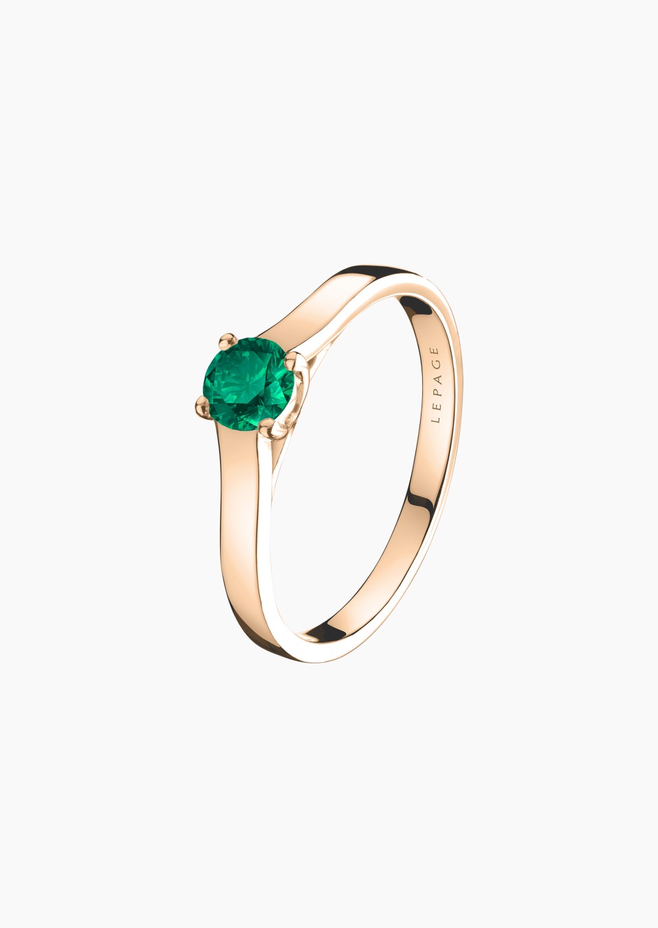Jackie solitaire in gold and emerald / Lepage