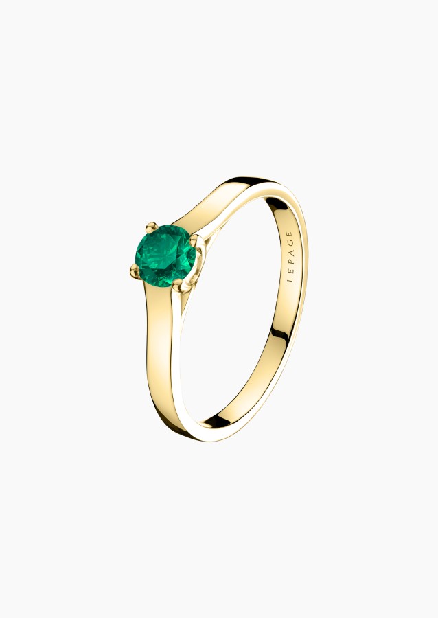 Jackie solitaire in gold and emerald / Lepage