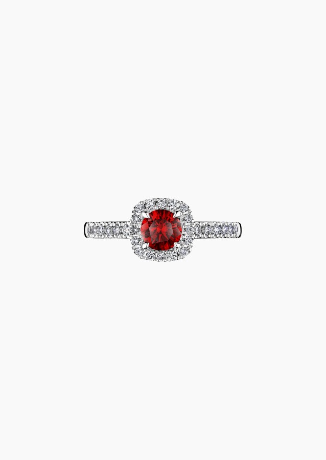 Solitaire Madame Rose en or, rubis et diamants / Lepage