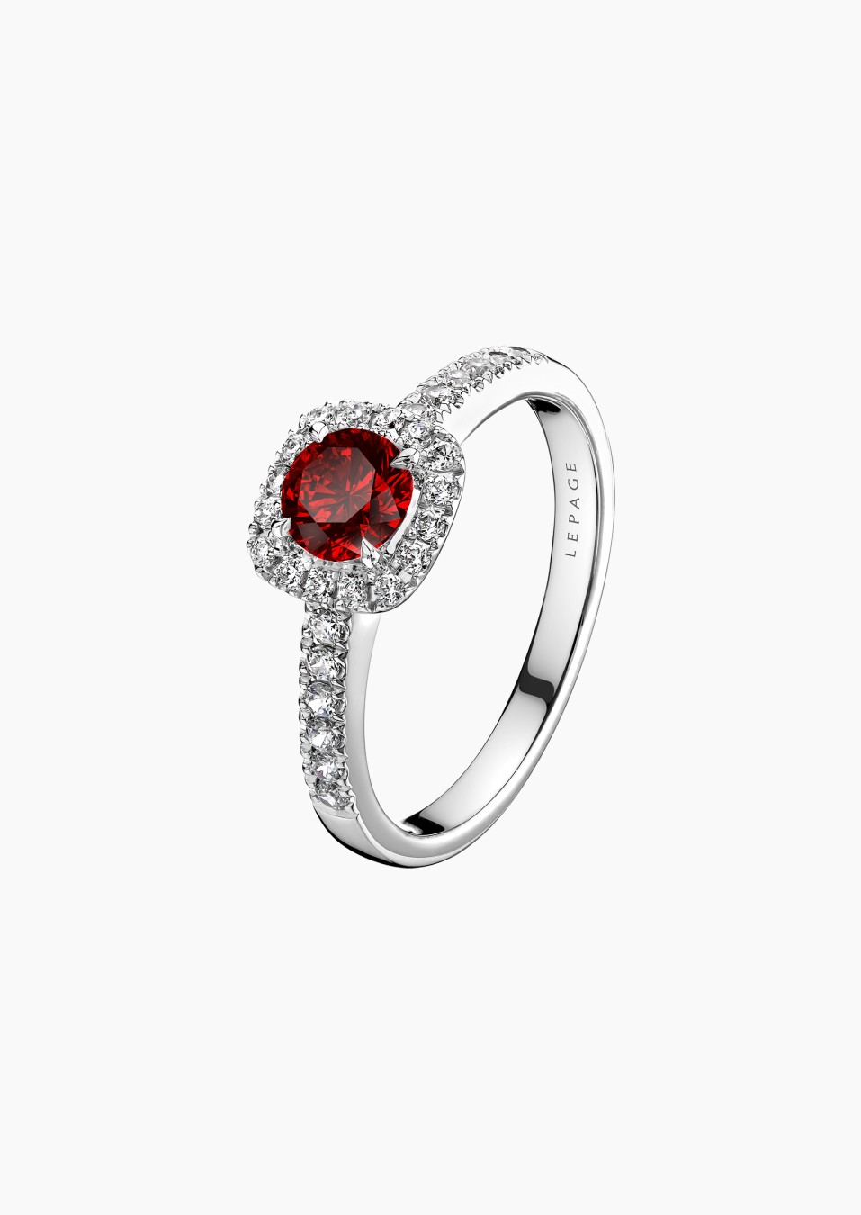 Madame Rose solitaire in gold, ruby and diamonds / Lepage