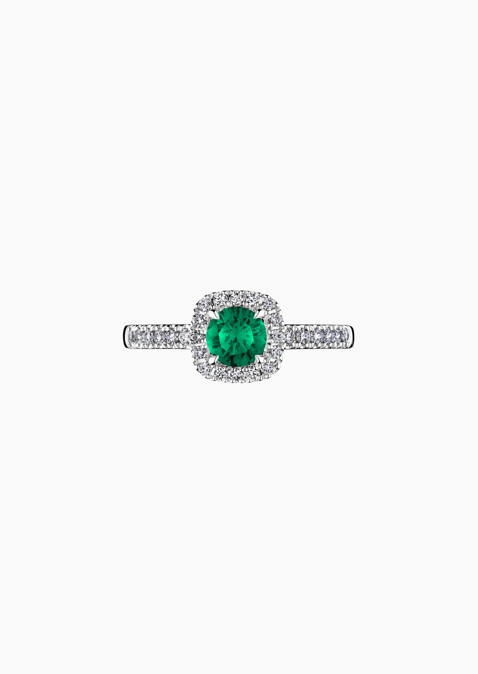 Madame Rose solitaire in gold, emerald and diamonds / Lepage