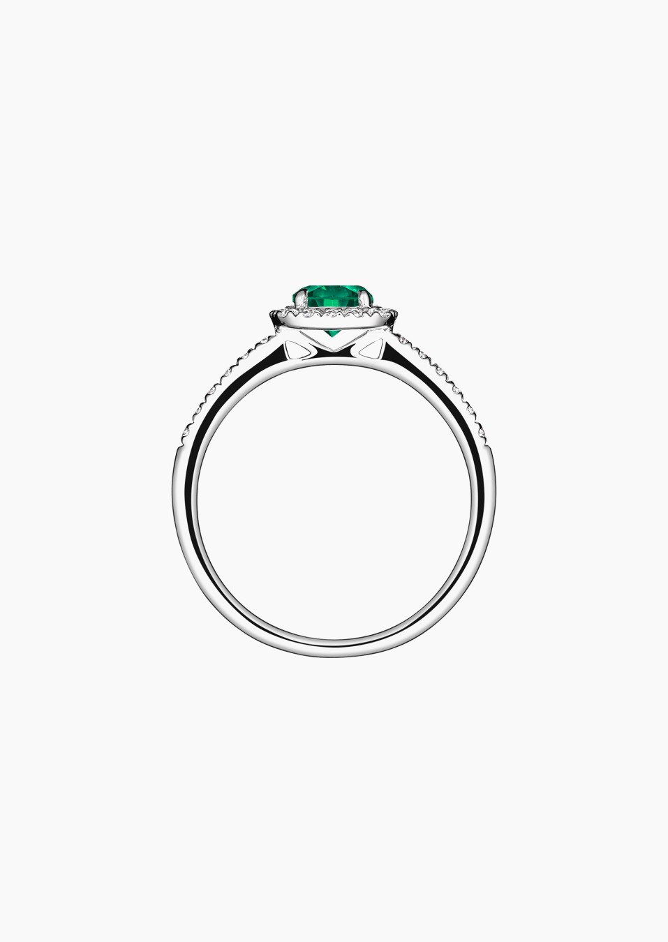 Madame Rose solitaire in gold, emerald and diamonds / Lepage