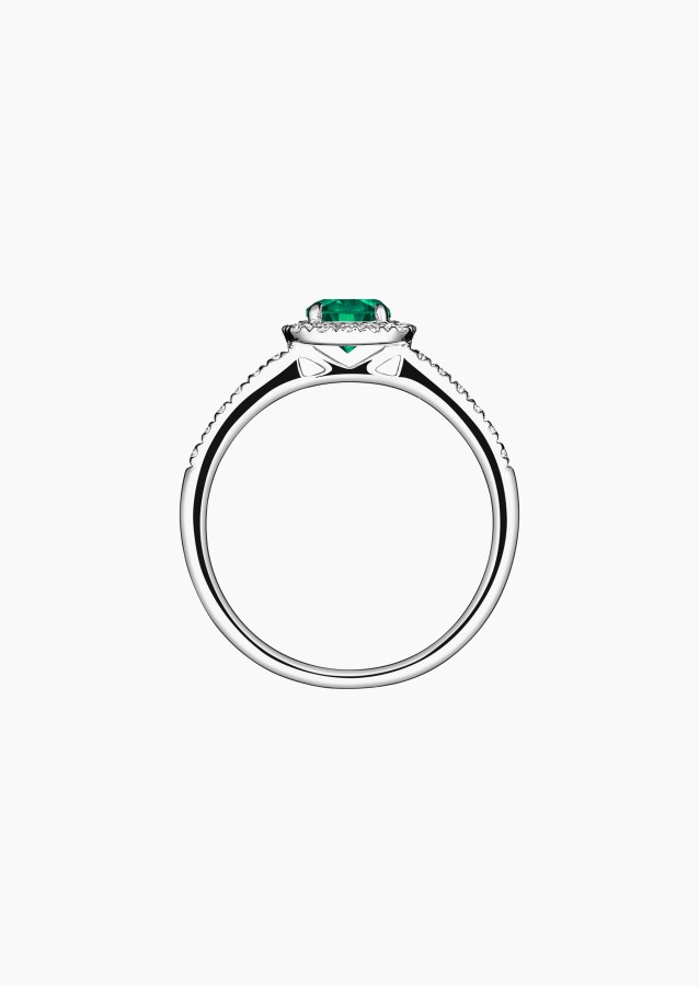 Madame Rose solitaire in gold, emerald and diamonds / Lepage