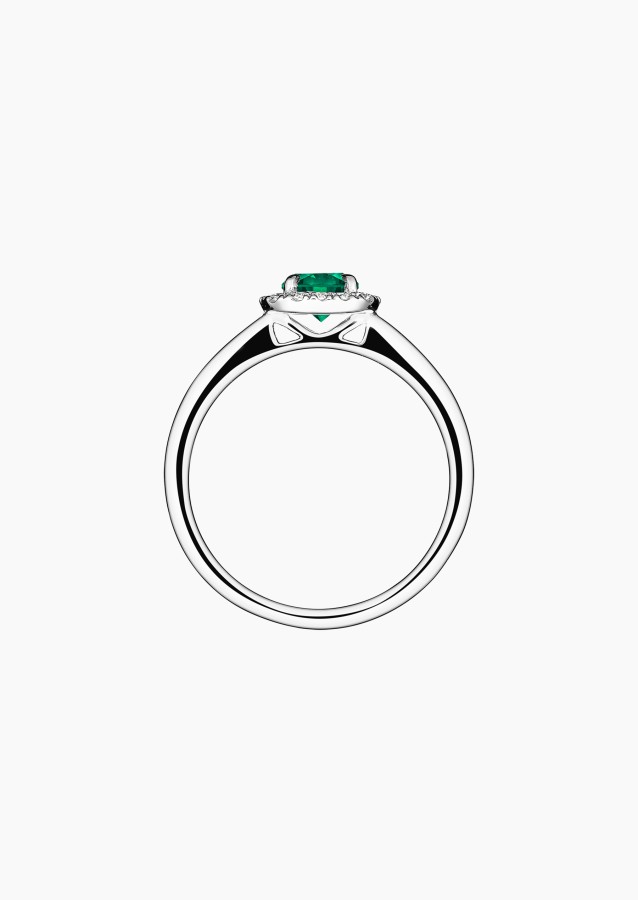 Jolie-Rose solitaire in gold, emerald and diamonds / Lepage