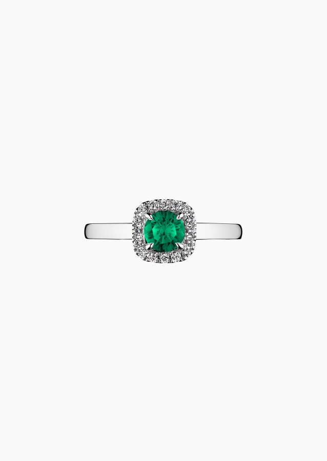Jolie-Rose solitaire in gold, emerald and diamonds / Lepage