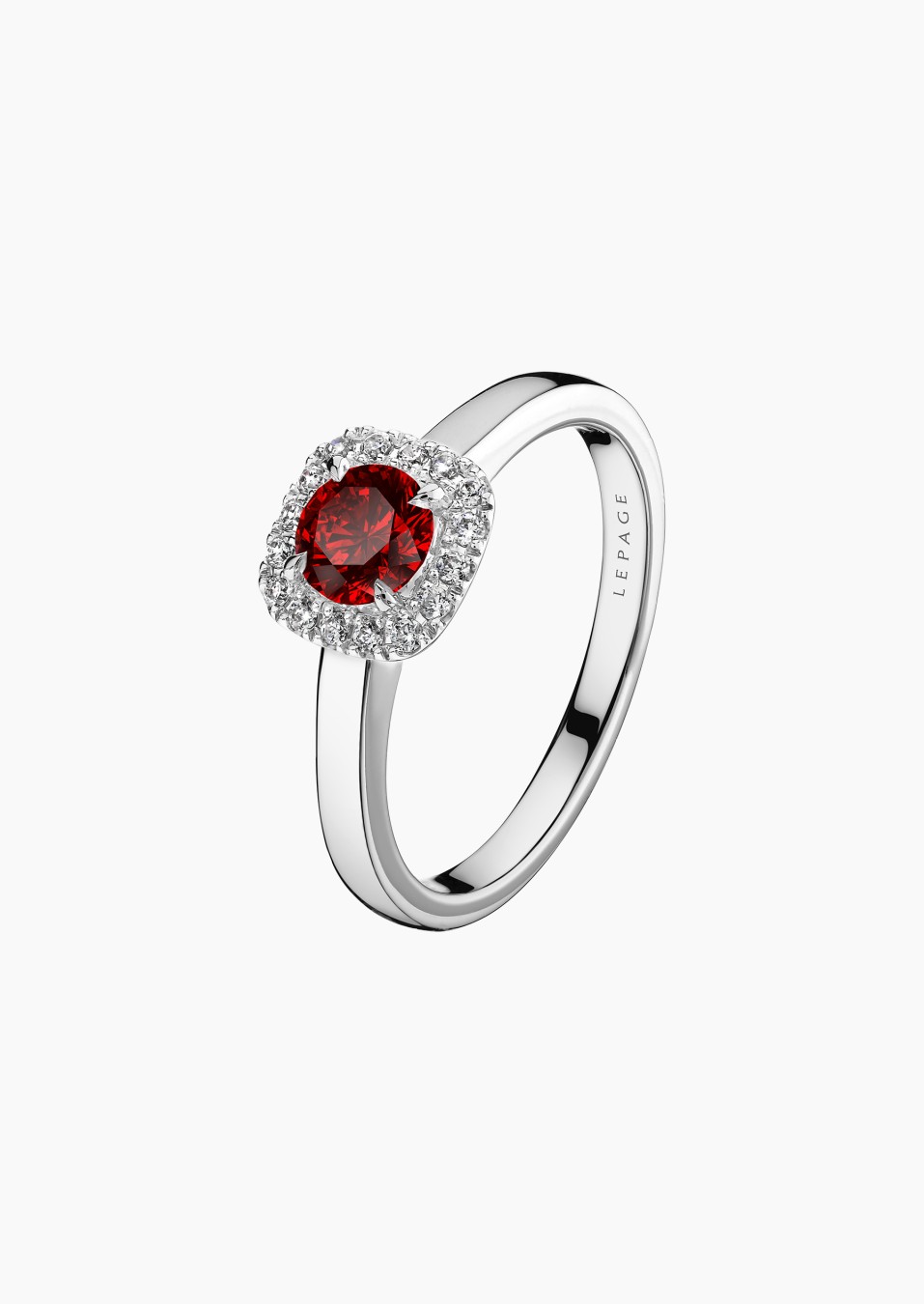 Jolie-Rose solitaire in gold, ruby and diamonds / Lepage