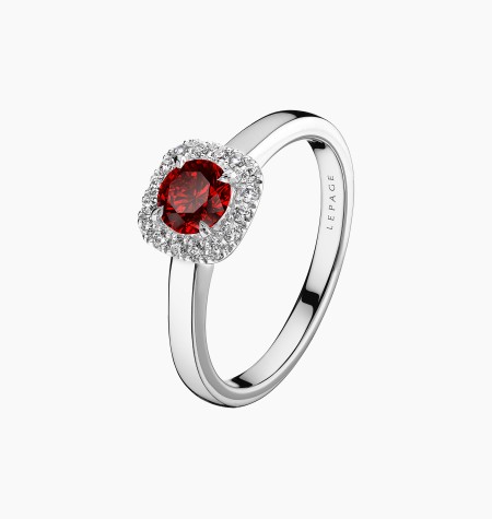 Jolie-Rose solitaire in gold, ruby and diamonds / Lepage