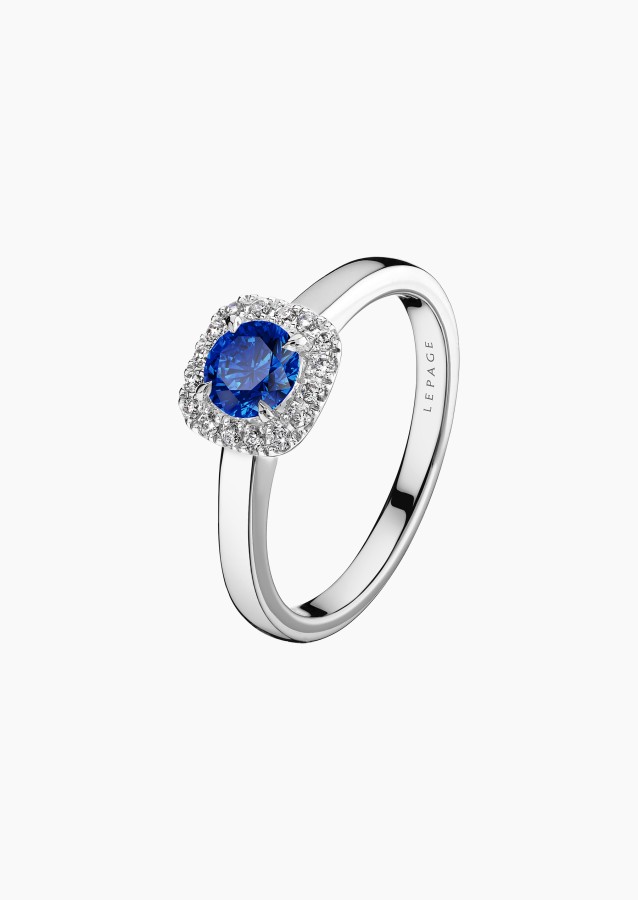 Jolie-Rose solitaire in gold, sapphire and diamonds / Lepage