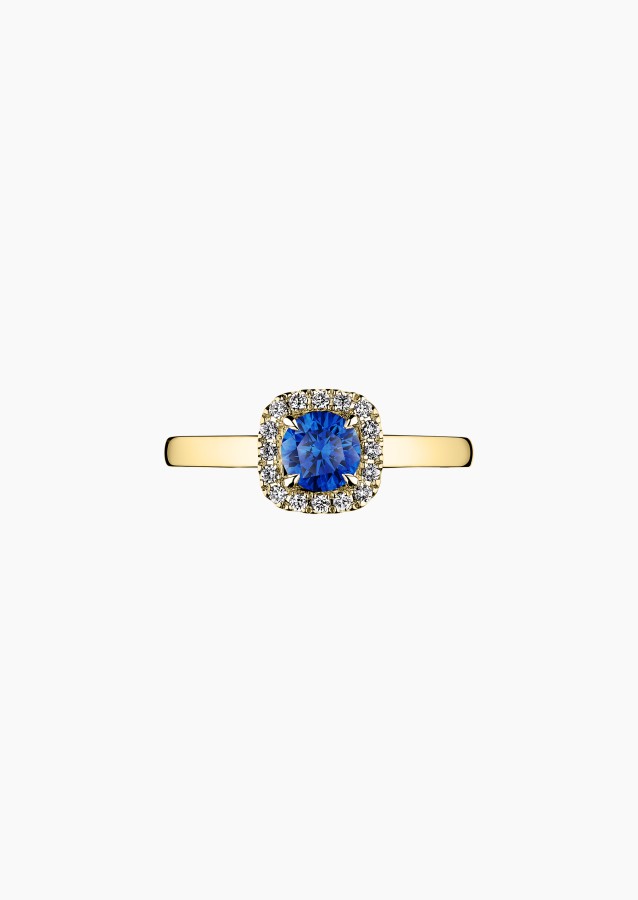 Jolie-Rose solitaire in gold, sapphire and diamonds / Lepage