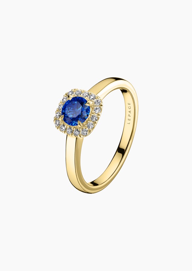 Solitaire Jolie-Rose en or, saphir et diamants / Lepage