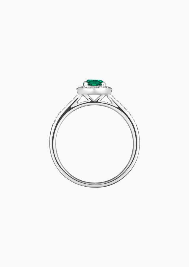 Coquette solitaire in gold, emerald and diamonds / Lepage