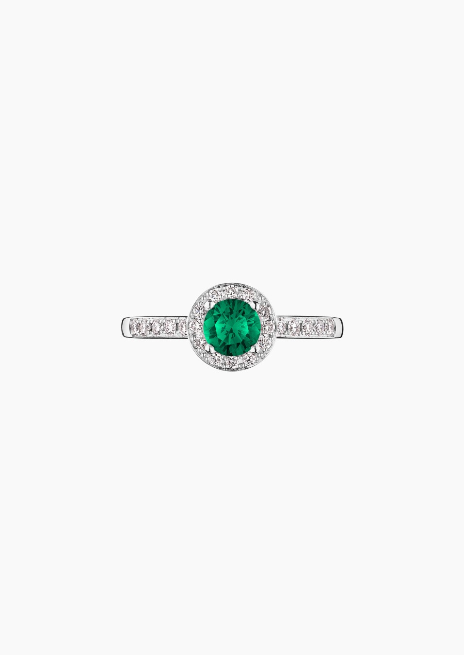 Coquette solitaire in gold, emerald and diamonds / Lepage Coquette solitaire in gold, emerald and diamonds / Lepage