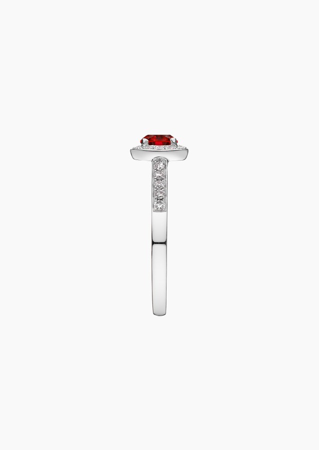 Solitaire Coquette en or blanc rubis et diamants / Lepage
