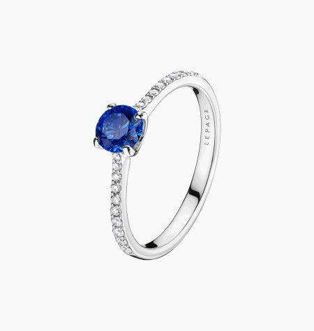 Demoiselle solitaire in gold, sapphire and diamonds / Lepage