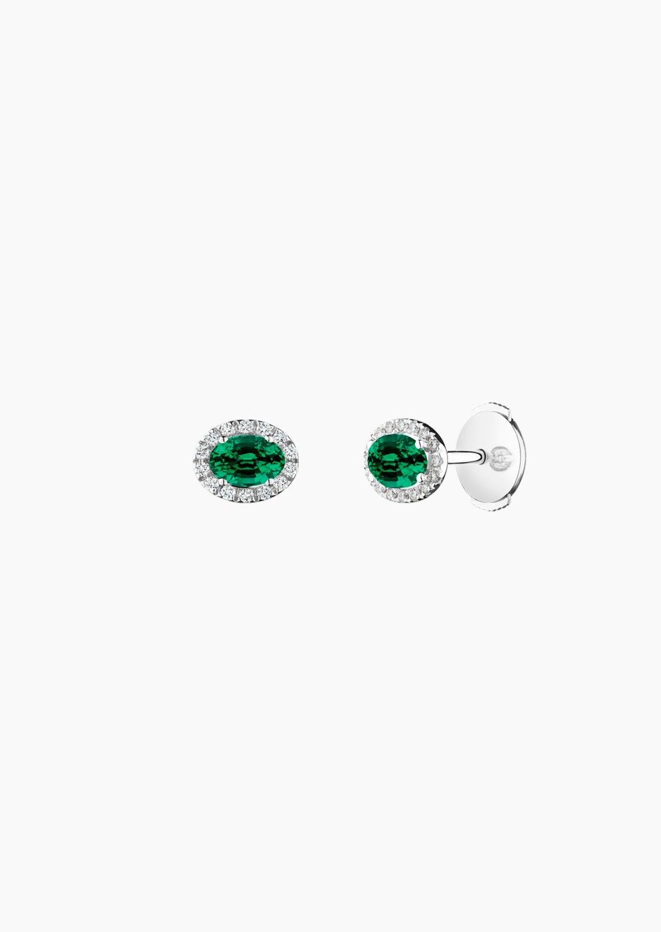 Eleanor earrings in gold, emerald and diamonds / Lepage