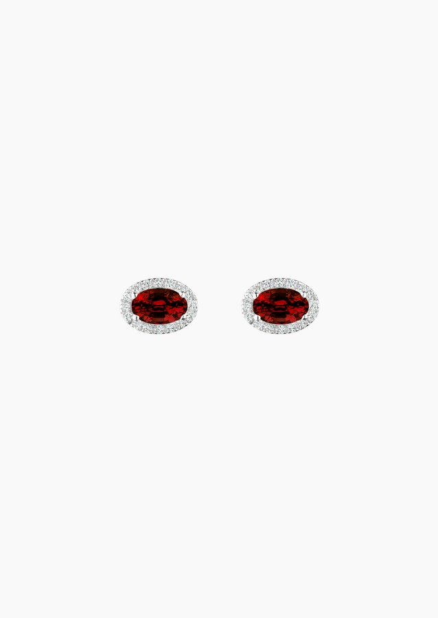 Eleanor earrings in gold, rubies and diamonds / Lepage