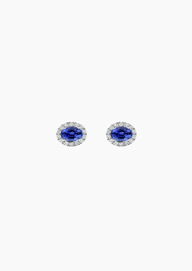 Eleanor earrings in gold, sapphire and diamonds / Lepage