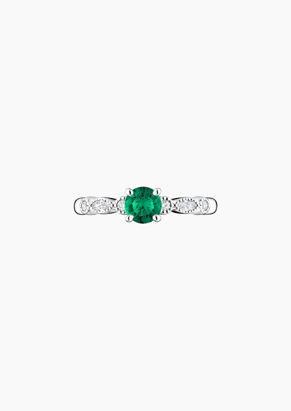 Léon solitaire in gold, emerald and diamonds / Lepage