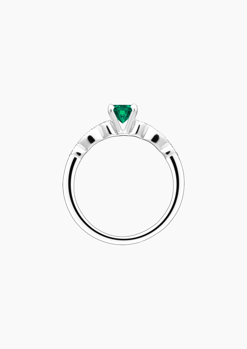 Léon solitaire in gold, emerald and diamonds / Lepage