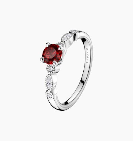 Solitaire Léon - Rubis et diamants / Lepage