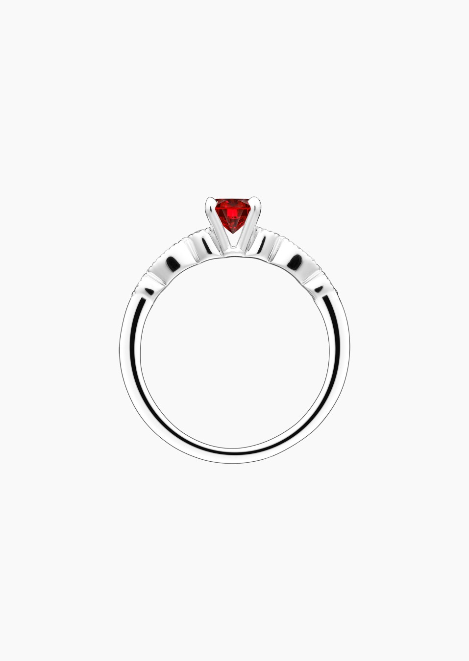 Solitaire Léon - Rubis et diamants / Lepage