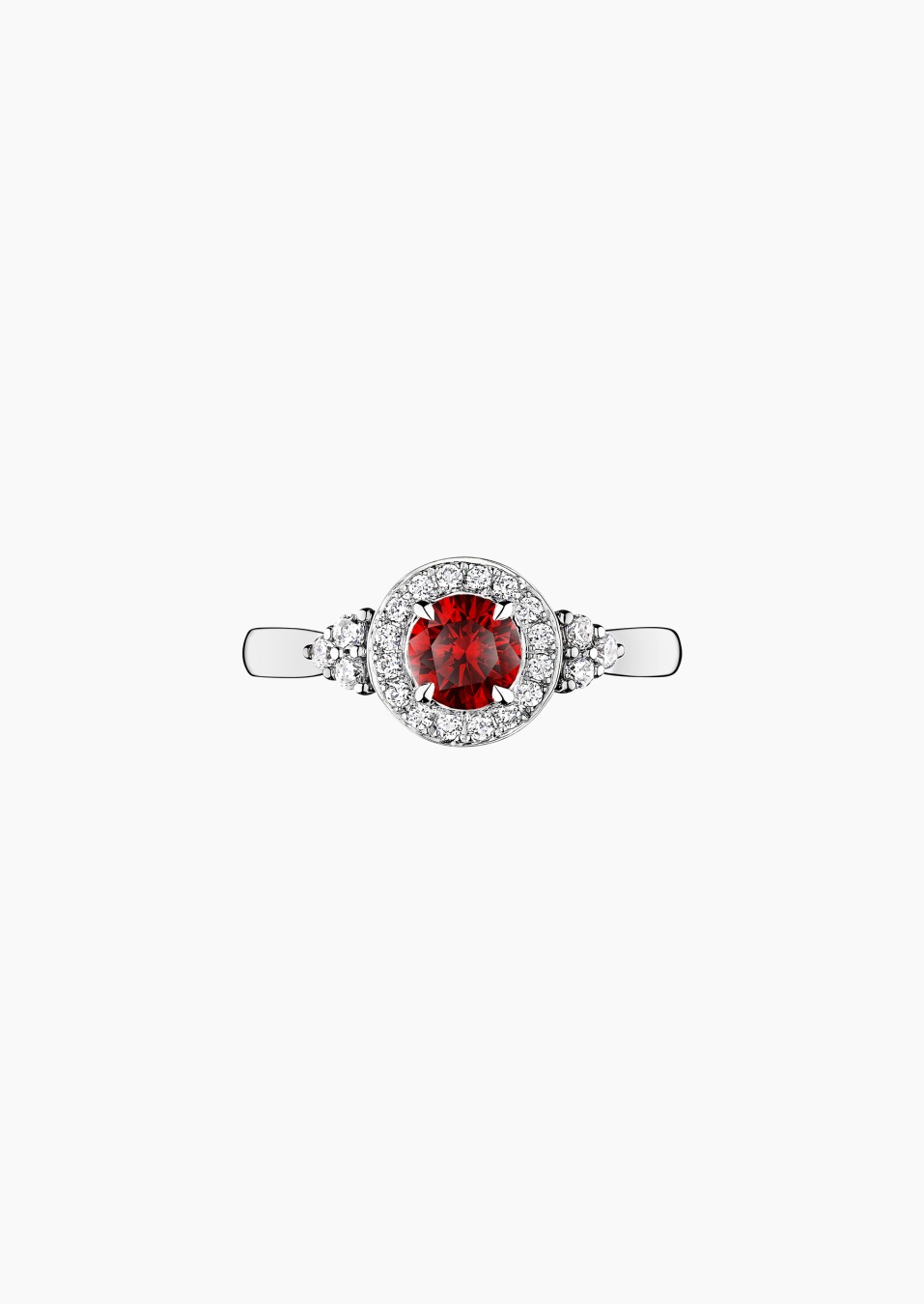 Pompadour solitaire in gold, ruby and diamonds / Lepage
