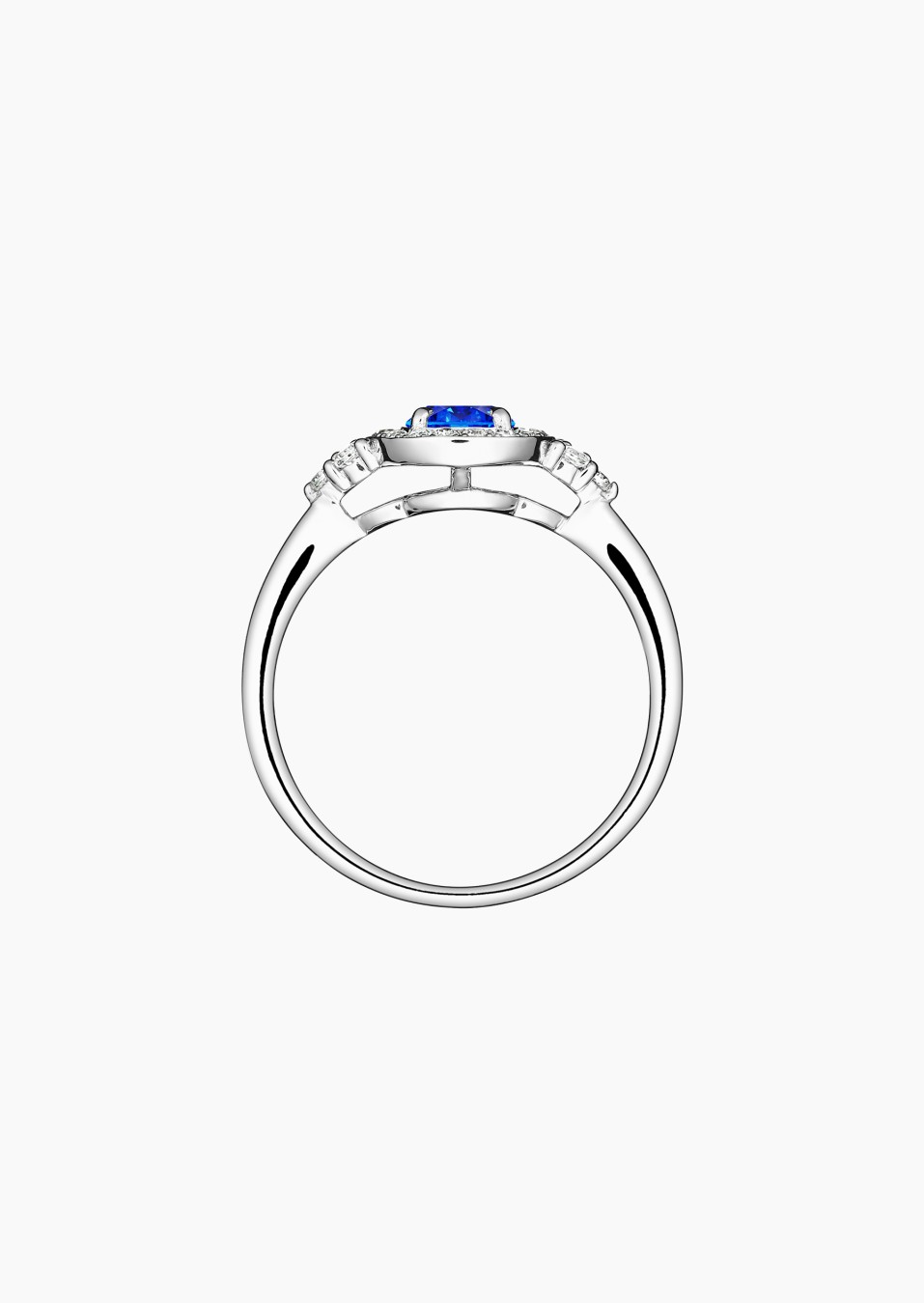 Pompadour solitaire in gold, sapphire and diamonds / Lepage