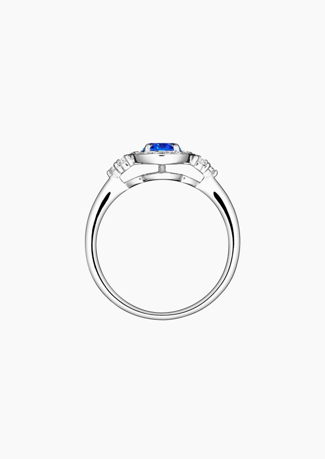 Pompadour solitaire in gold, sapphire and diamonds / Lepage