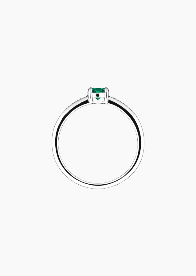 Aristide solitaire in gold, emerald and diamonds / Lepage