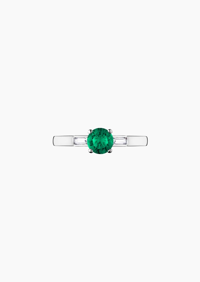 Albert solitaire in gold, emerald and diamonds / Lepage