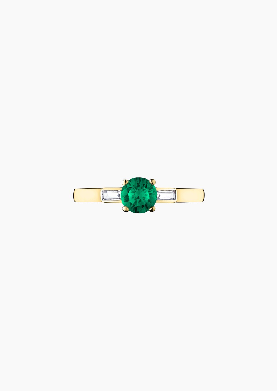Albert solitaire in gold, emerald and diamonds / Lepage