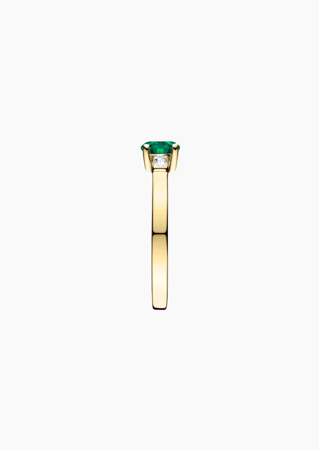 Albert solitaire in gold, emerald and diamonds / Lepage