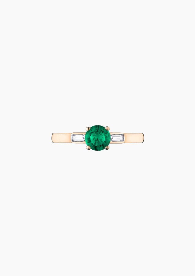 Albert solitaire in gold, emerald and diamonds / Lepage