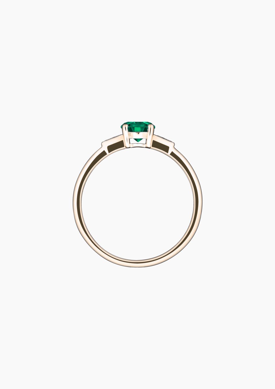 Albert solitaire in gold, emerald and diamonds / Lepage