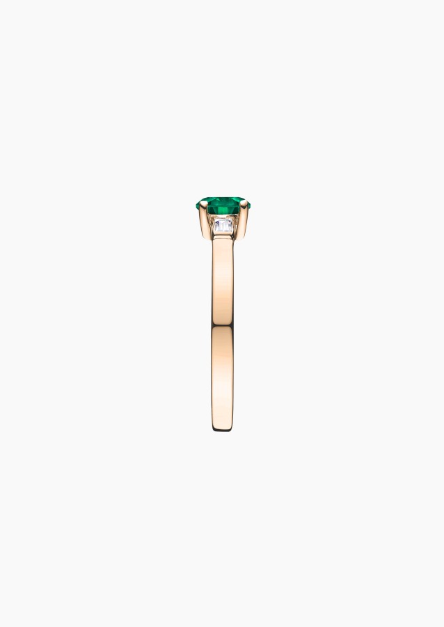 Albert solitaire in gold, emerald and diamonds / Lepage