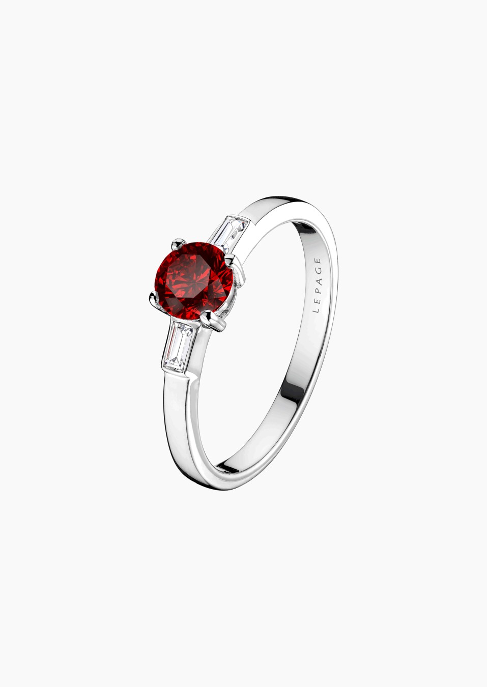 Albert solitaire in gold, ruby and diamonds / Lepage