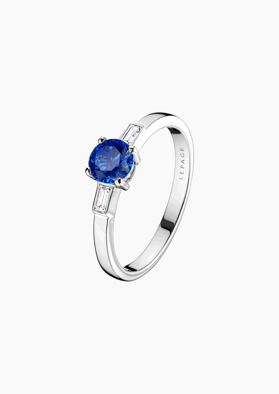 Albert solitaire in gold, sapphire and diamonds / Lepage