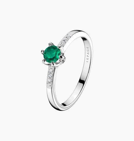 Achille solitaire in gold, emerald and diamonds / Lepage