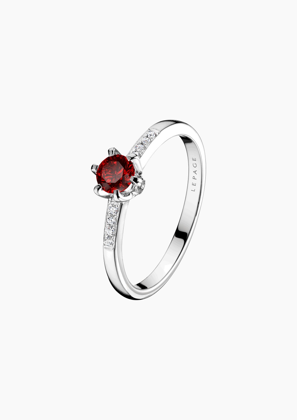 Achille solitaire in gold, ruby and diamonds / Lepage