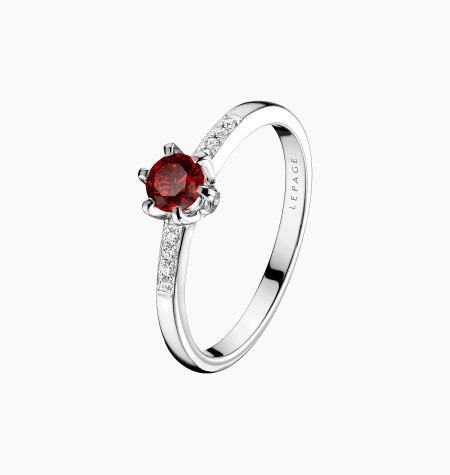 Solitaire Achille en or, rubis et diamants / Lepage